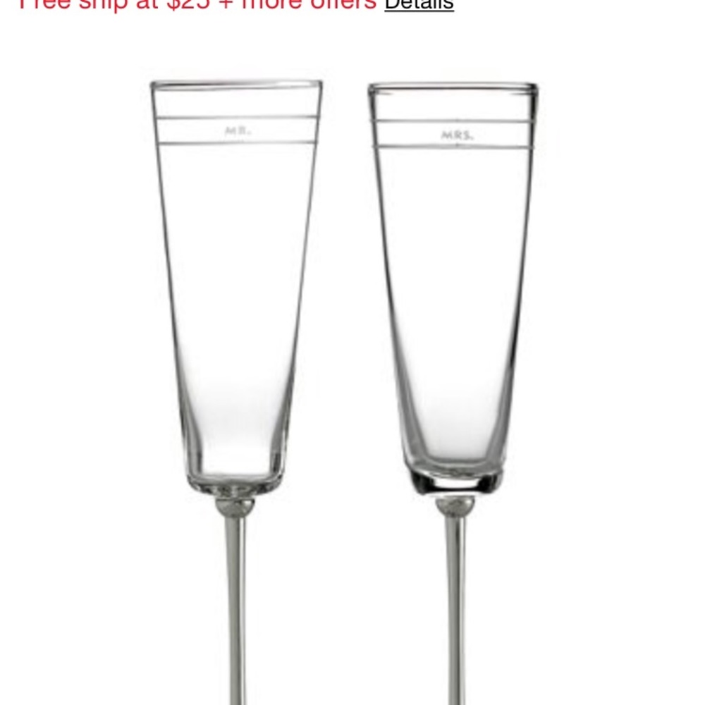 New Kate Spade Mr. and Mrs. champagne flutes